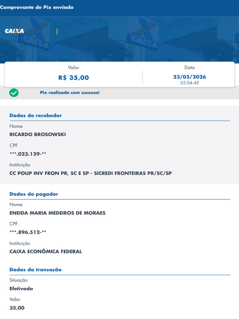 Valor Data: Pix Realizado Com Sucesso! | PDF