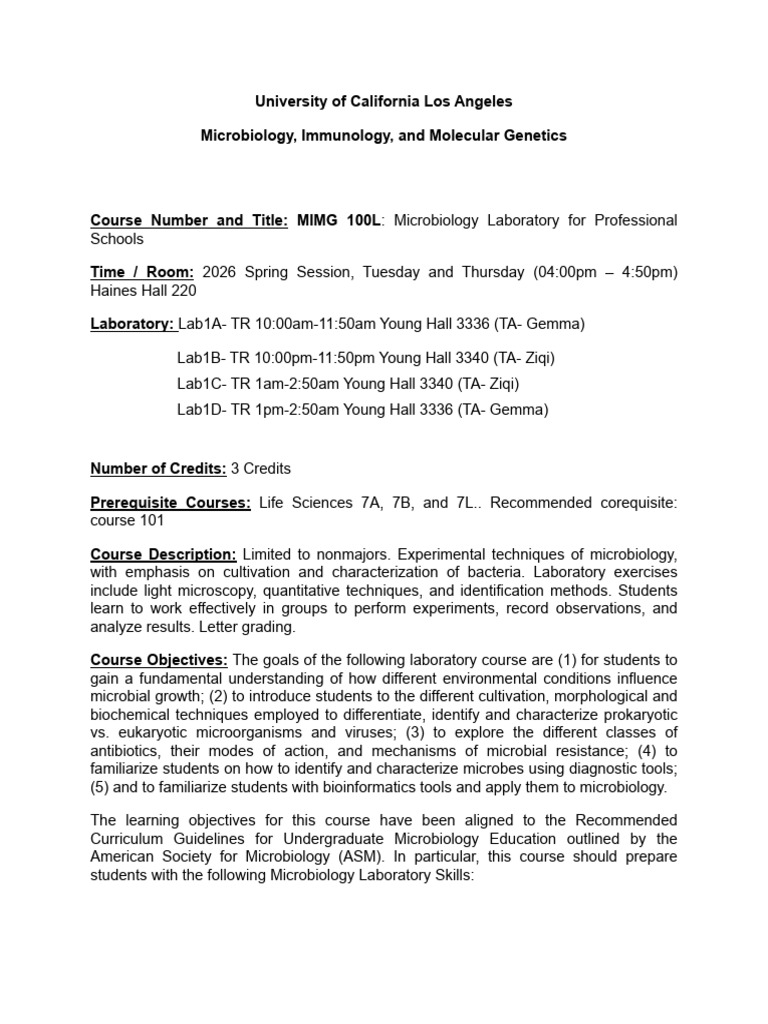 MIMG 100L SP6 Syllabus | PDF