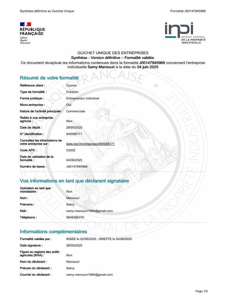 Document de Synthese J00147945968 Valide | PDF