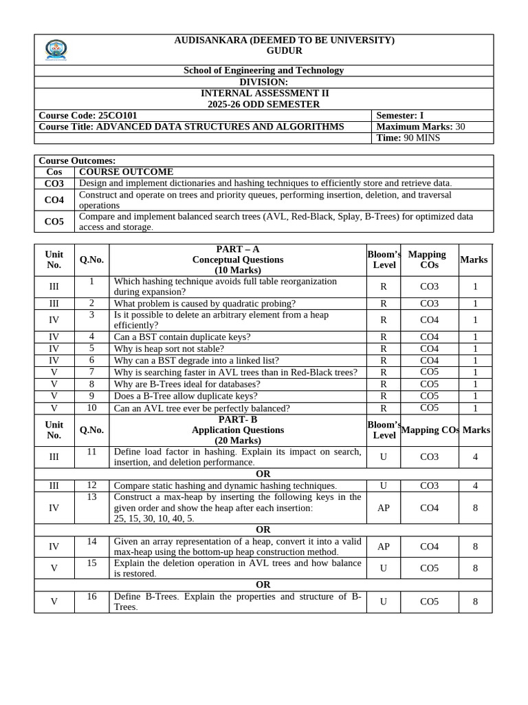 Ads Mid II Set a Updated | PDF | Data Management | Algorithms