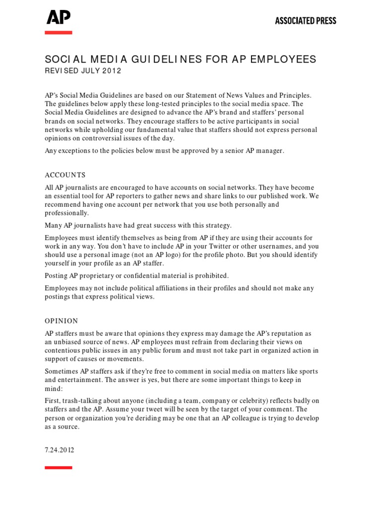 AP - Social Media Guidelines | PDF | Career & Growth