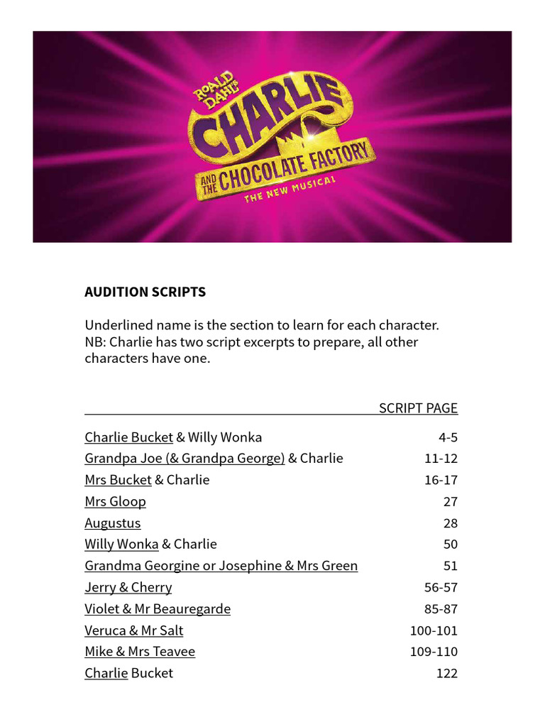 Audition Character Scripts | PDF
