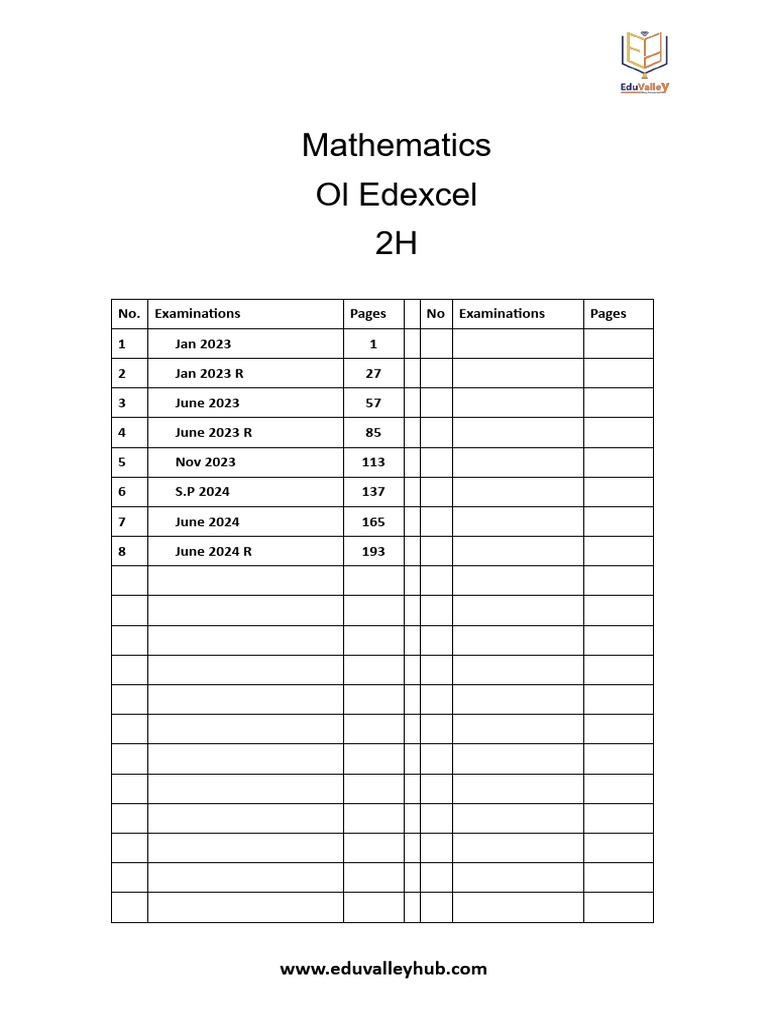 O.L Edexcel - Math - P.P - 2H - 23 - 24 | PDF | Area | Mathematics