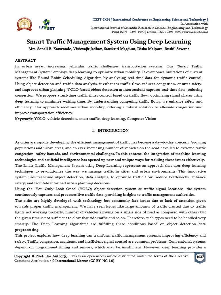 Smart Traffic Management System Using Deep Learning | PDF | Traffic ...