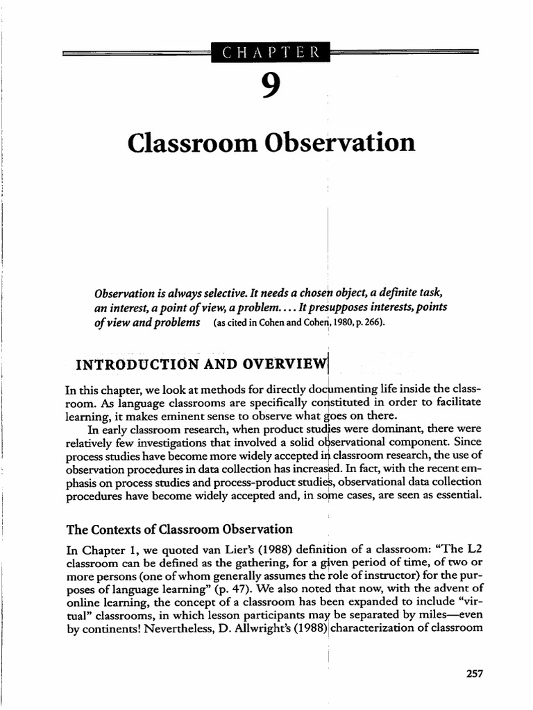 Classroom Observation | PDF