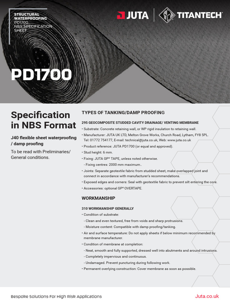 E JUTA PD1700 NBS Specification Sheet v2 | PDF | Civil Engineering ...