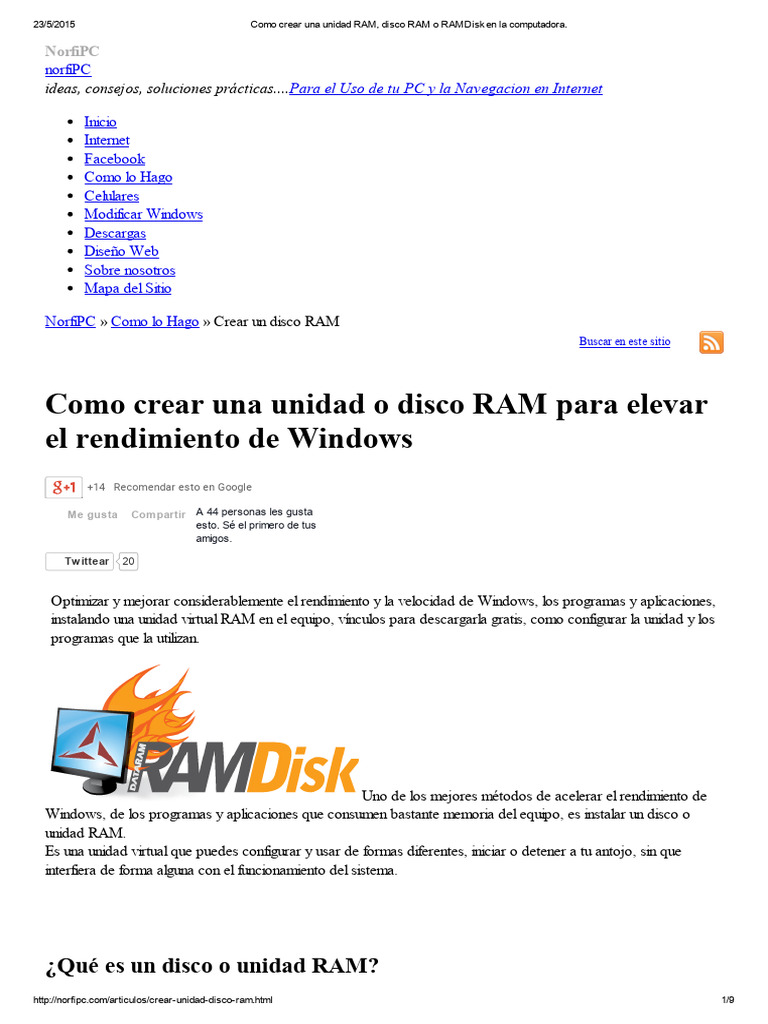 Como Crear Una Unidad RAM, Disco RAM o RAMDisk en La Computadora | PDF ...