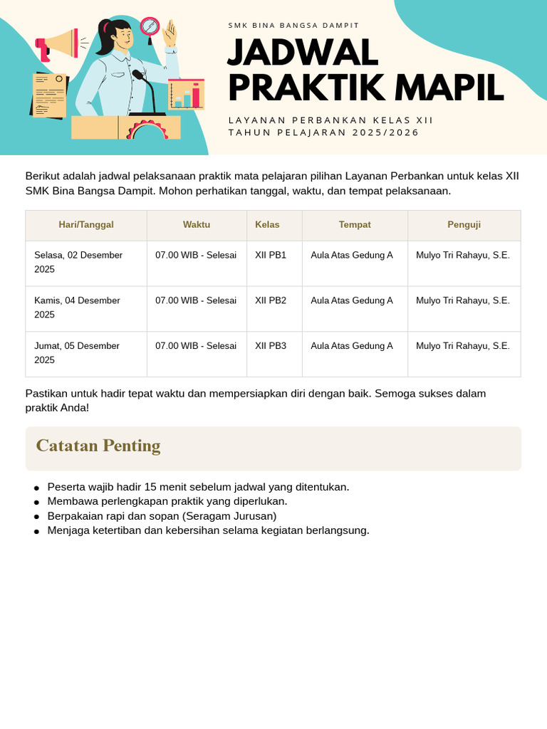 Jadwal Praktik Mapil Kelas Xii | PDF