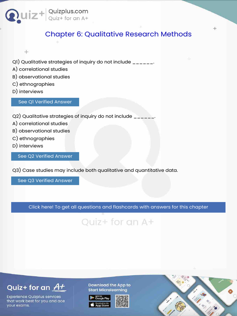 Qualitative Strategies of Inquiry Do Not Include | PDF