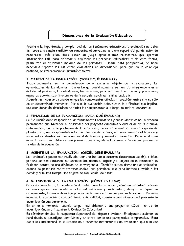 Dimensiones de La Evaluación Educativa | PDF