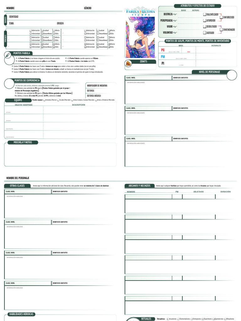 Fabula Ultima Sheet Lucy Rael | PDF