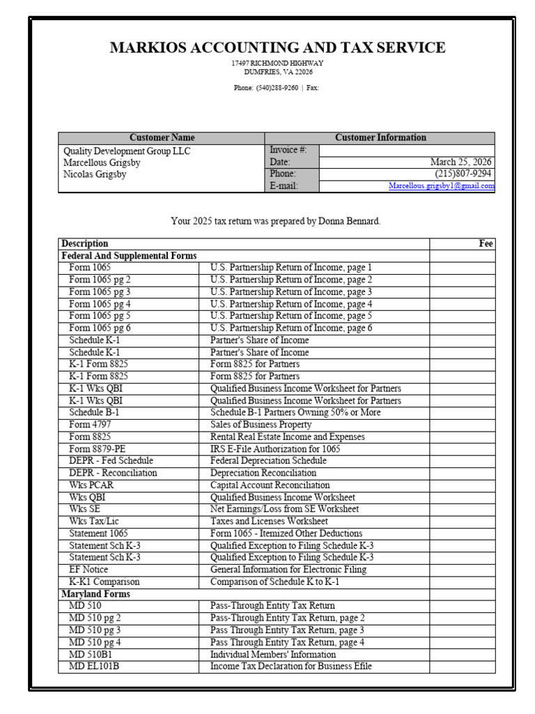 Invoice - Quality Development Group LLC | PDF