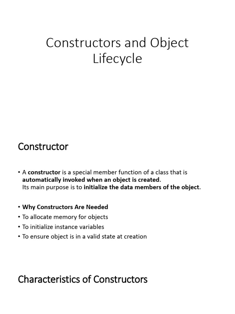 Constructors and Object Lifecycle | PDF
