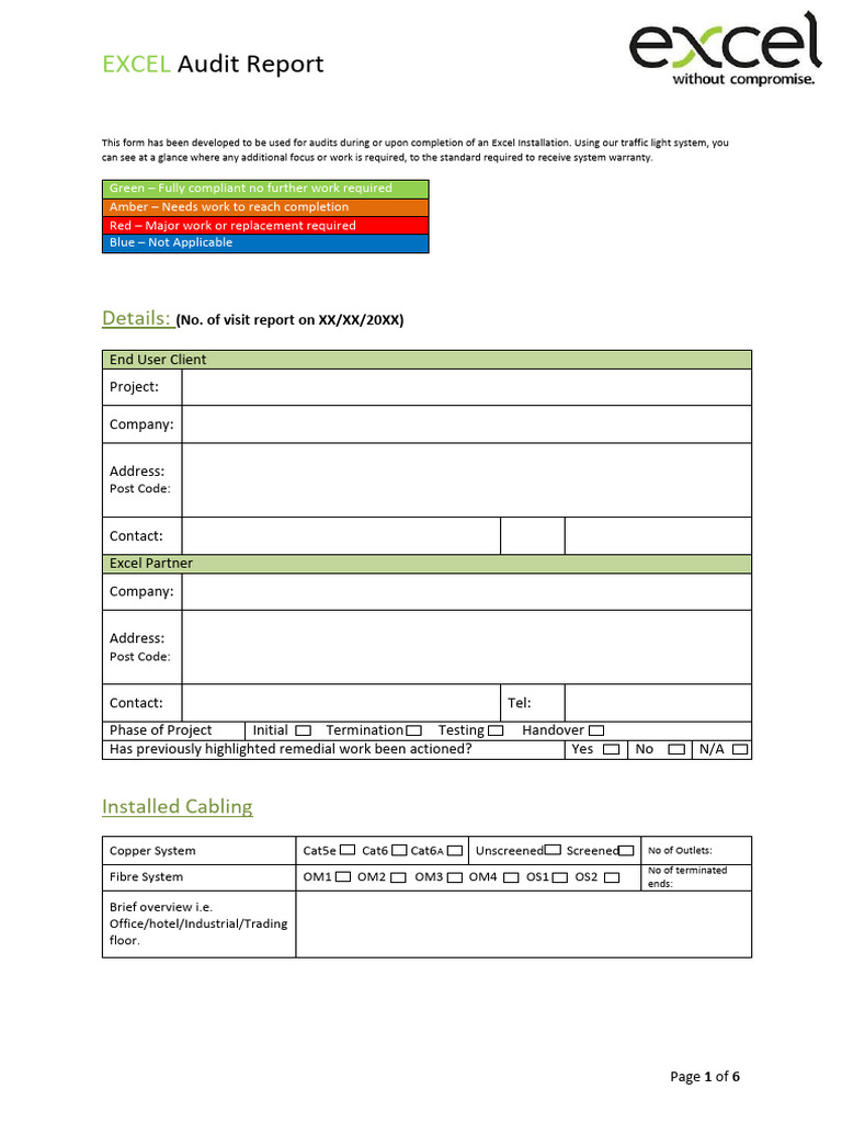 EXCEL Site Audit Report Template | PDF | Manufactured Goods ...
