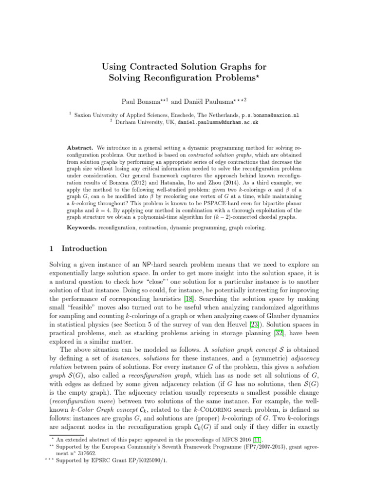 Using Contracted Solution Graphs for Solving Reconfiguration Problems ...