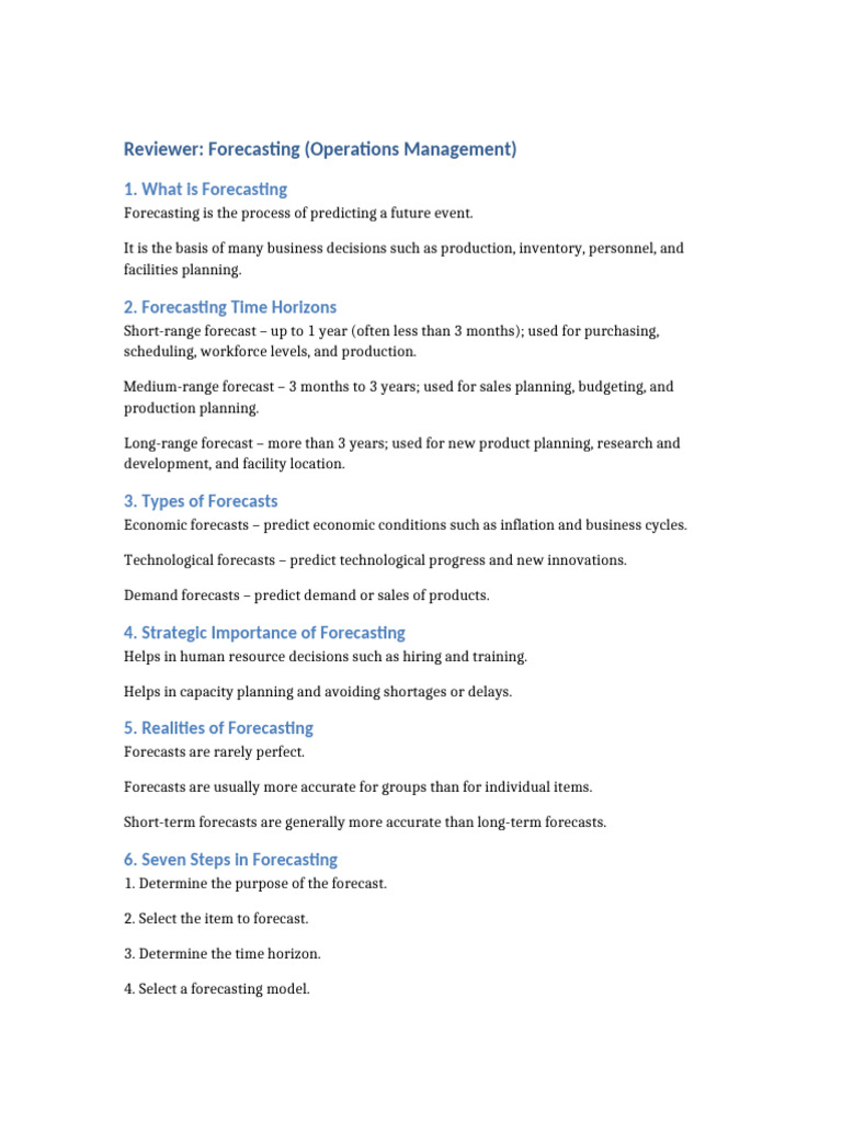Forecasting Reviewer | PDF | Forecasting | Errors And Residuals