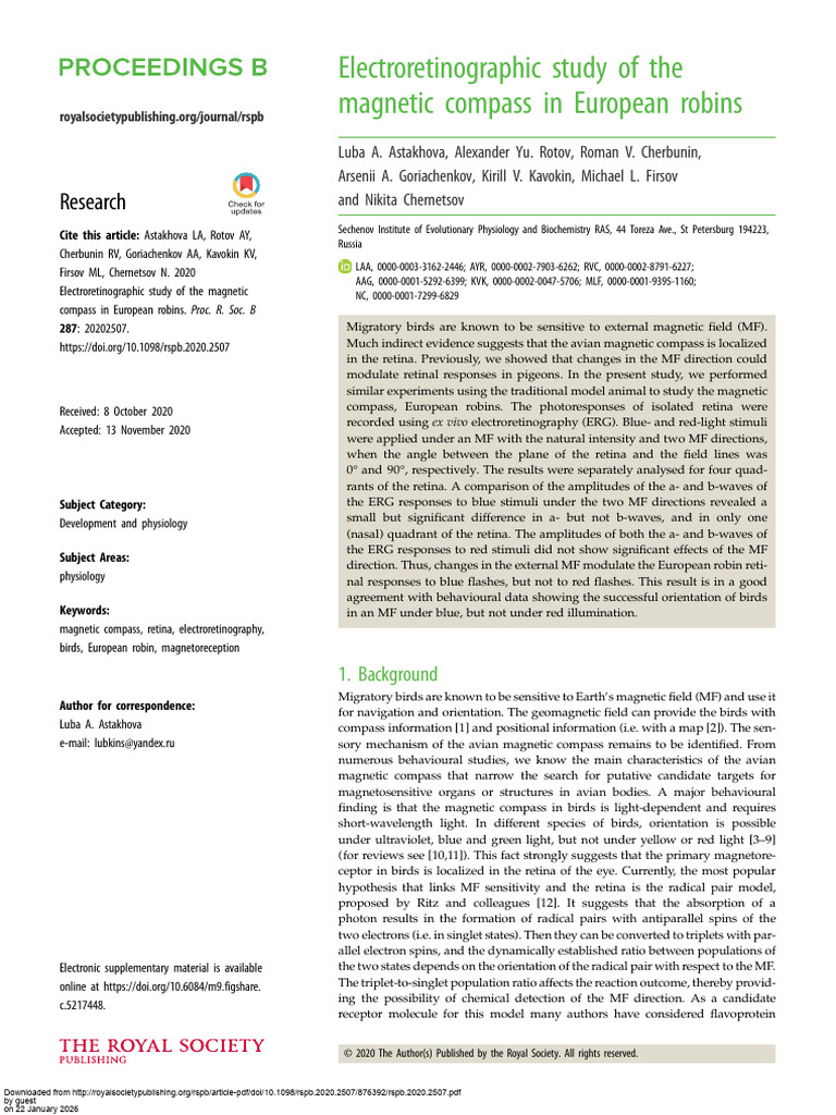 (Paper;Biology)Electroretinographic Study of the Magnetic Compass in ...