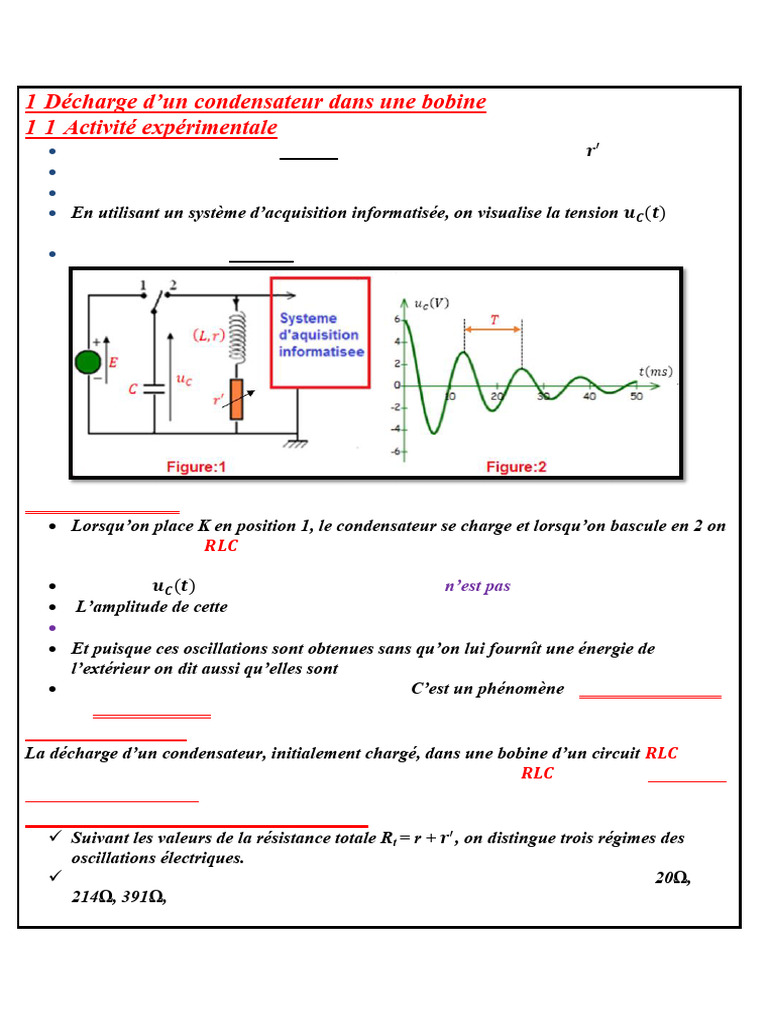 Les Oscillations Libres RLC | PDF | Résistance (électricité) | Condensateur