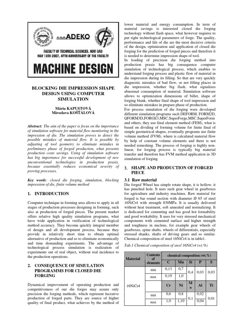 Optimizing Blocking Die Shape with Simulation | PDF | Art | Technology ...