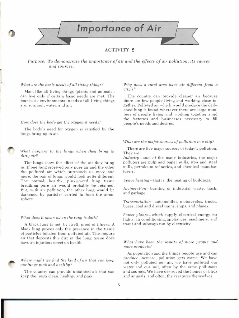 importance of air | PDF | Environmental Issues | Pollution