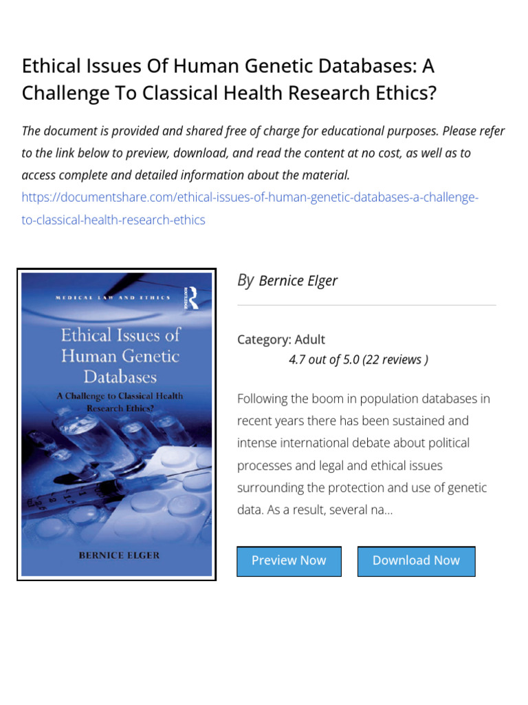 Ethical-Issues-Of-Human-Genetic-Databases-A-Challenge-To-Classical ...