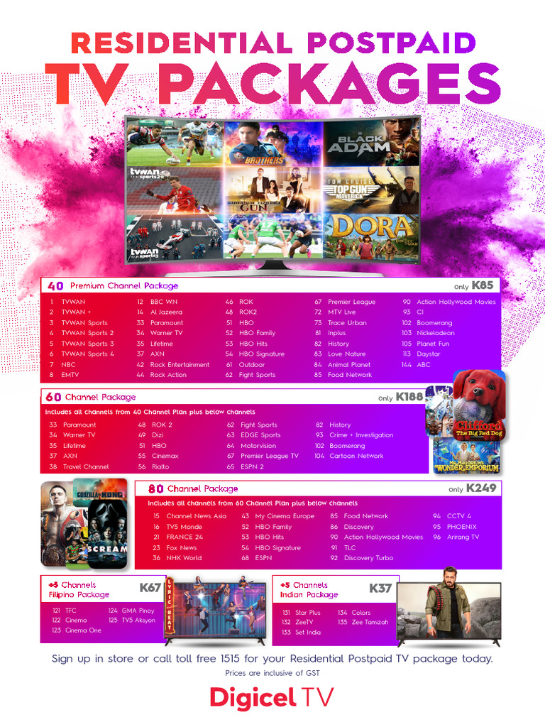 1696823820 Digiceltv Postpaid Flyer a4 v2 | PDF | Hbos | Broadcasting