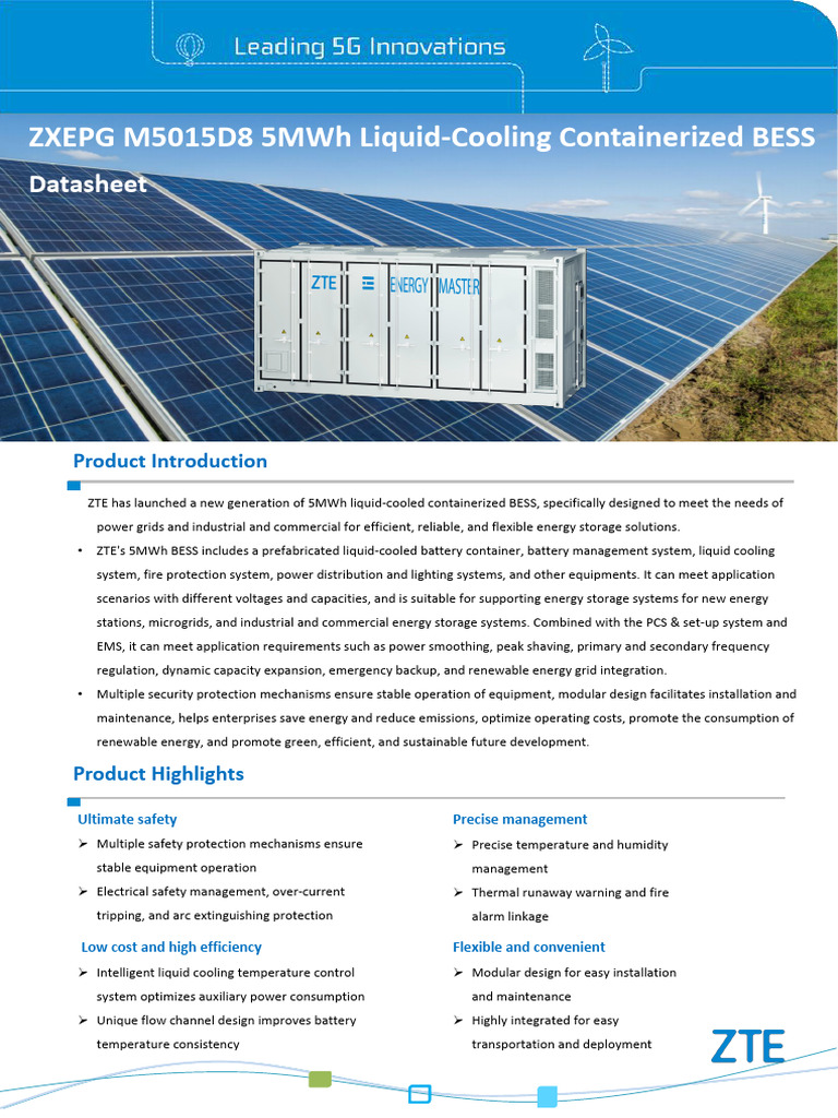ZXEPG M5015D8 5MWh Liquid Cooling Containerized BESS Datasheet | PDF ...