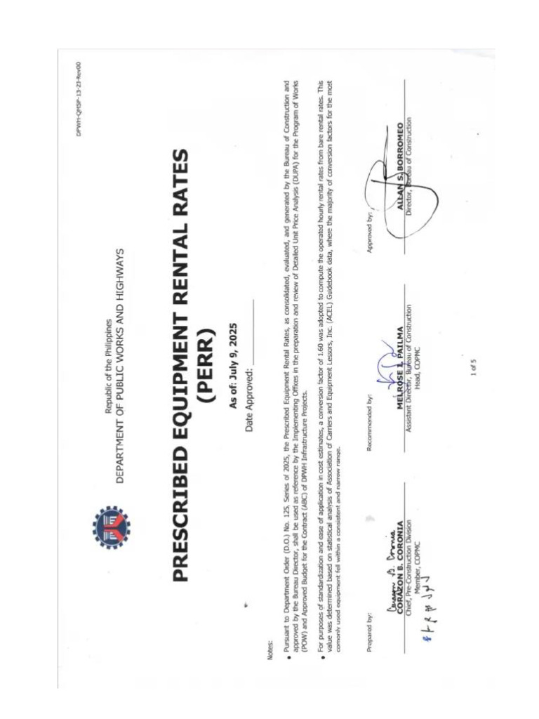 Dpwh Perr (Acel Rates) | PDF