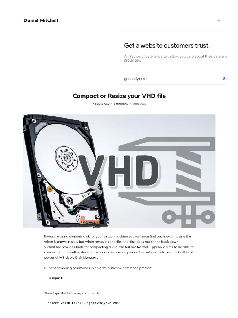 Compact or Resize Your VHD File | PDF