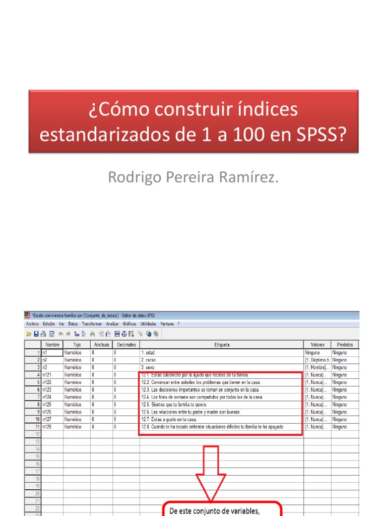 Índices Estandarizados de 1 A 100 | PDF | Spss | Estadísticas
