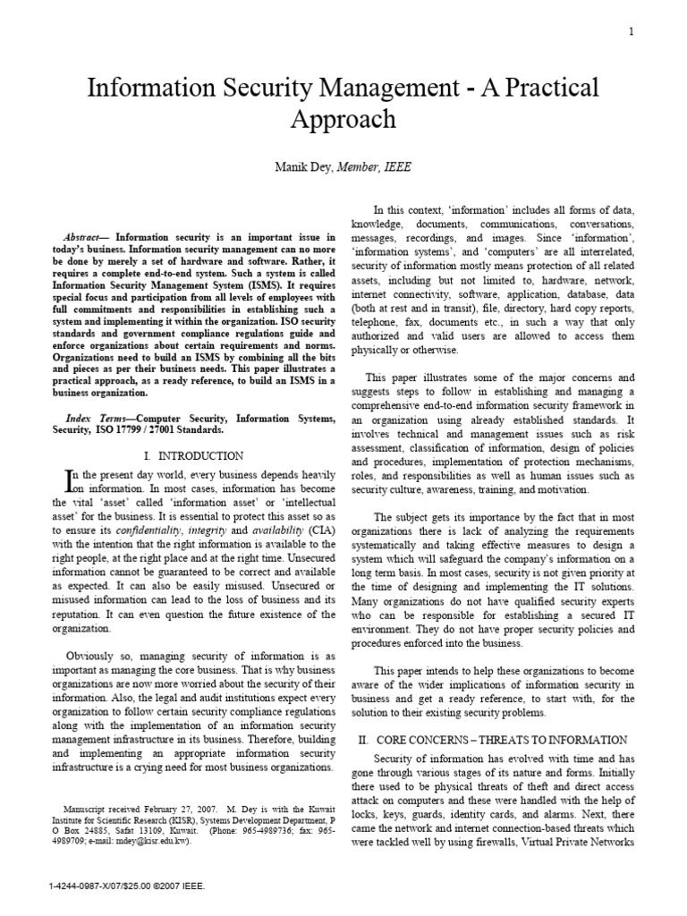 Week4-Information Security Management - A Practical | PDF | Computer ...