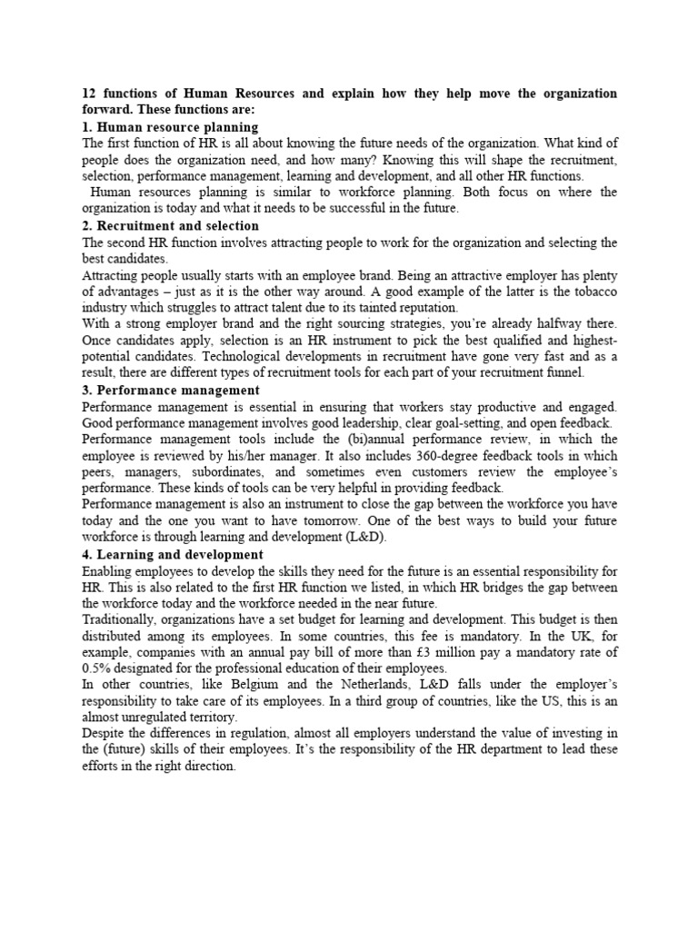 Functions of HRM | PDF | Human Resource Management | Employment