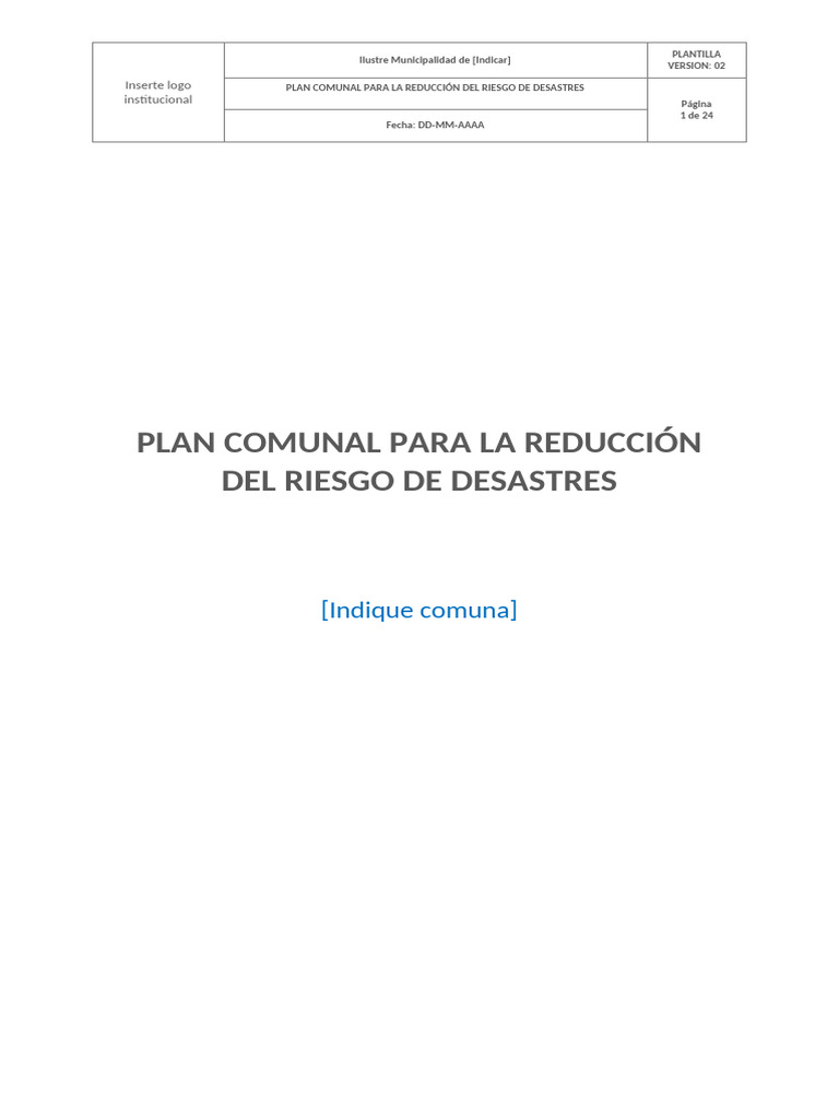 Plan Comunal de RRD | PDF | Riesgo | Sustentabilidad