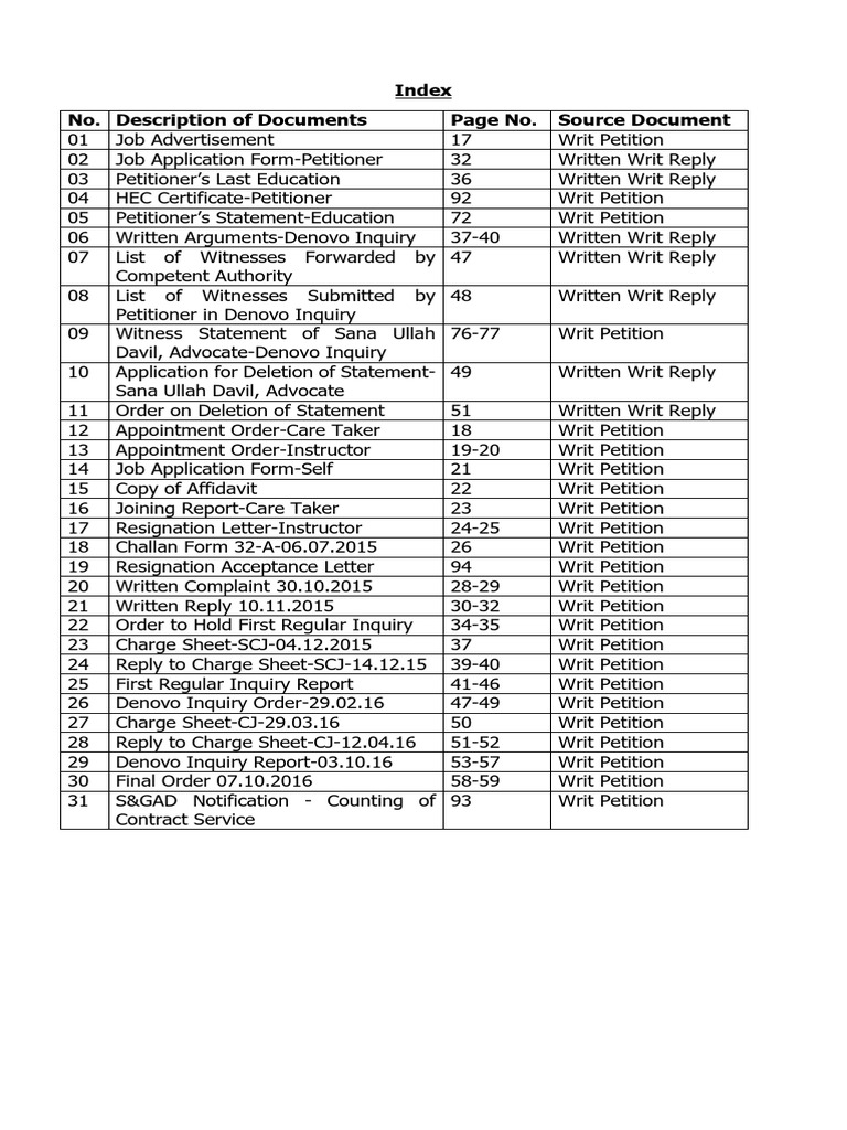 Index Print | PDF | Legal Procedure