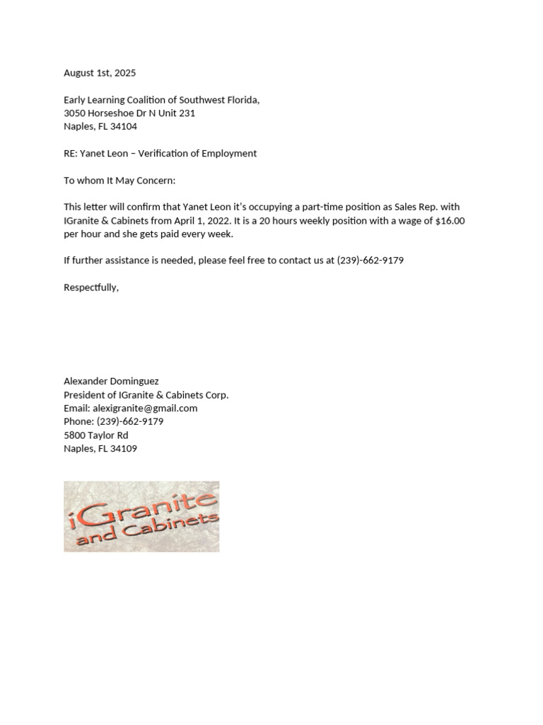 ESL Letter | PDF