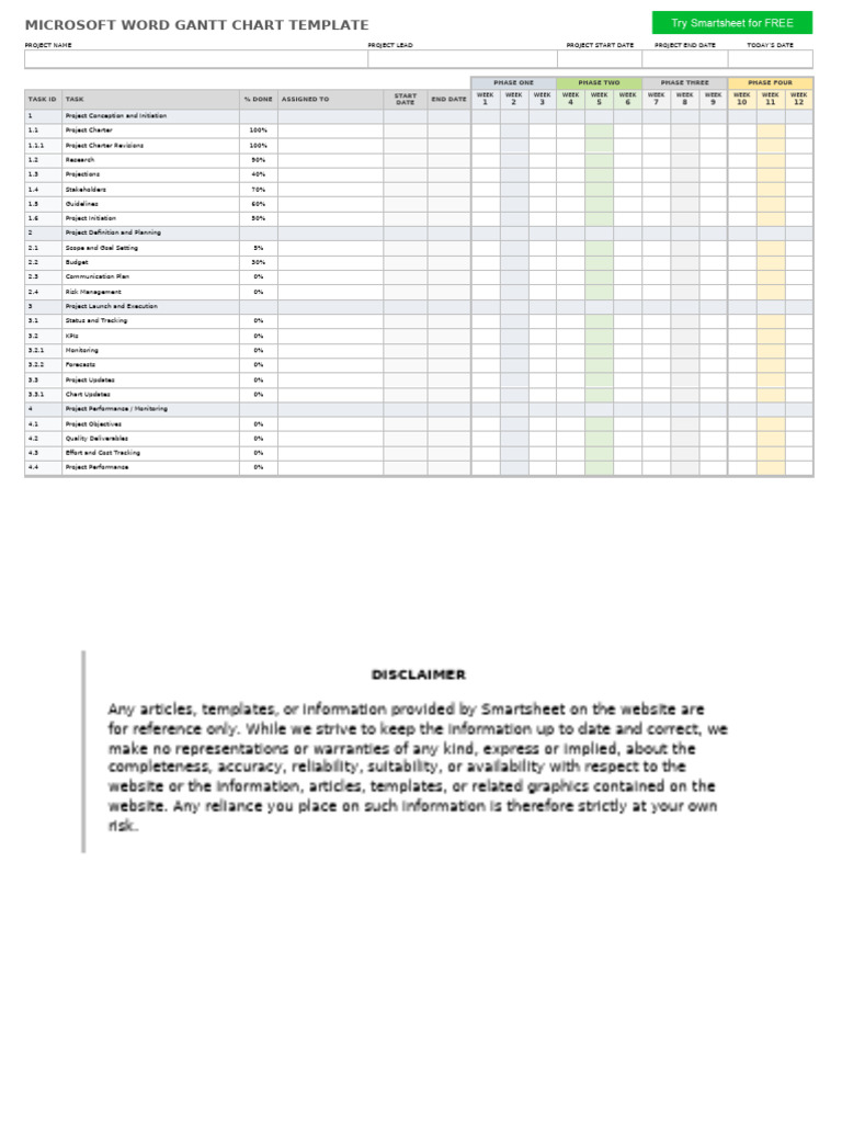 IC Microsoft Word Gantt Chart Template 11770 WORD | PDF