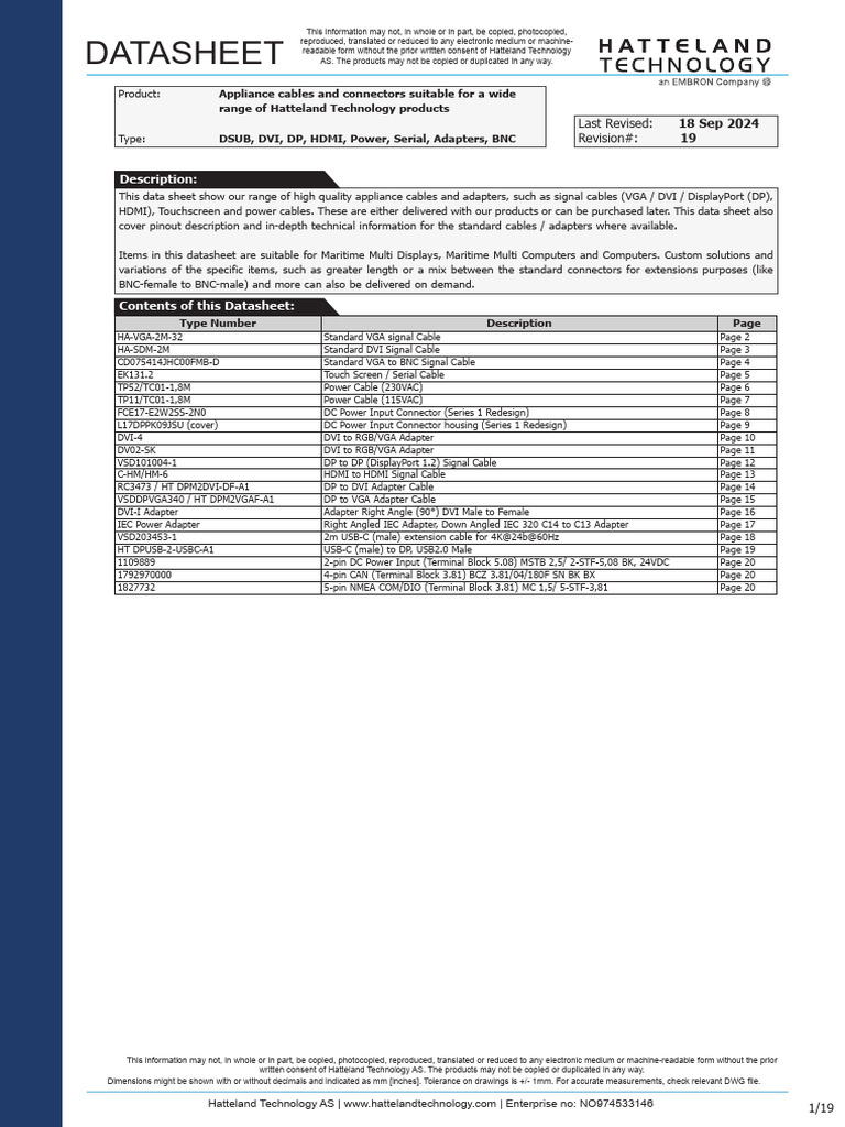 ds_cables_and_connectors_specfications | PDF