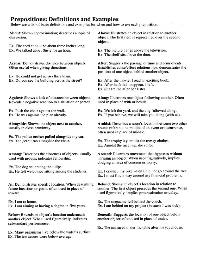 Prepositions | PDF