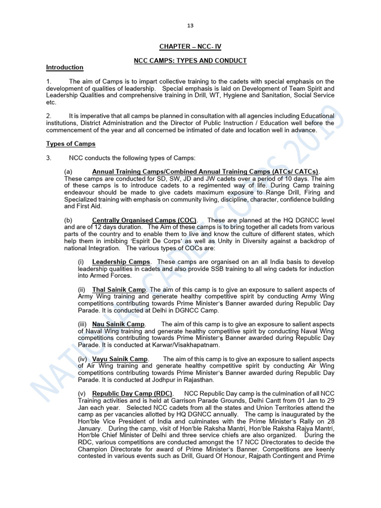 NCC Camps Types and Conduct.d740483fdb68816cd5c1 | PDF