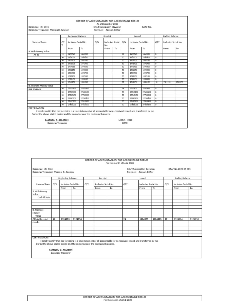 Report of Accountability For Accountable Forms | PDF | Currency | Money
