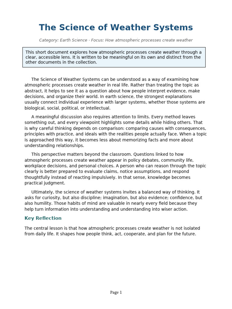 074 The Science of Weather Systems | PDF | Thought | Experience