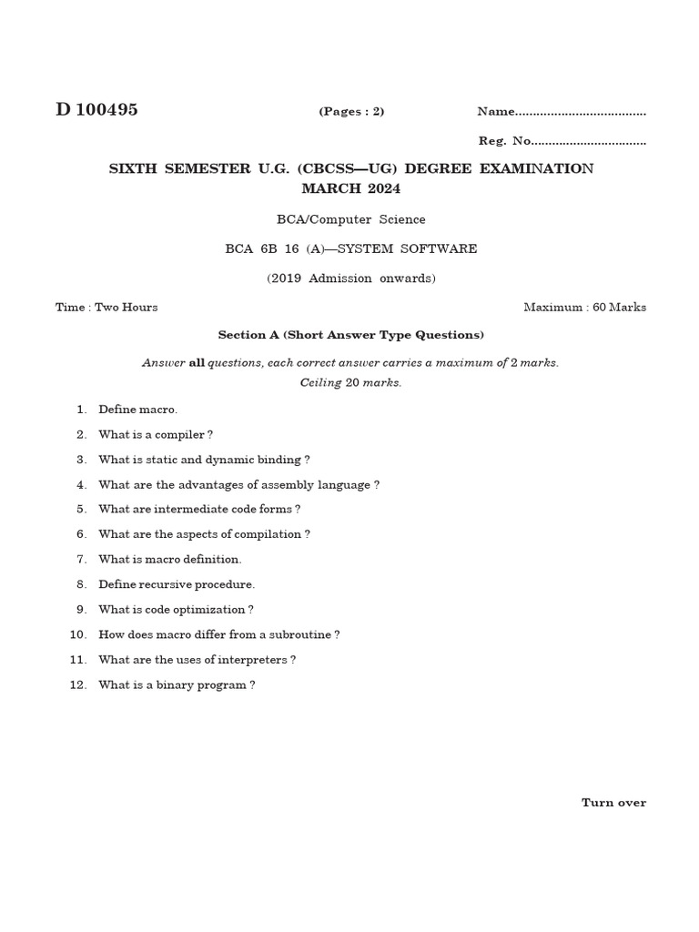 System Software March 2024 | PDF | Macro (Computer Science) | Assembly ...