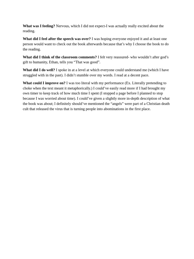 Reading Reflection | PDF