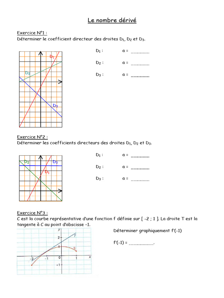 Le Nombre Derive Exercices | PDF | Tangente (géométrie) | Courbe