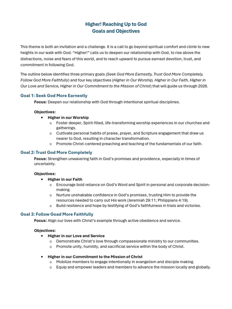 Higher - Goals and Objectives With SMART | PDF | Faith | Jesus