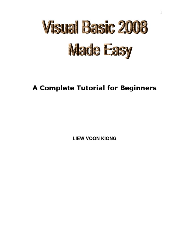 Visual Basic 2008 Tutorial for Beginners | PDF | Basic | Object ...