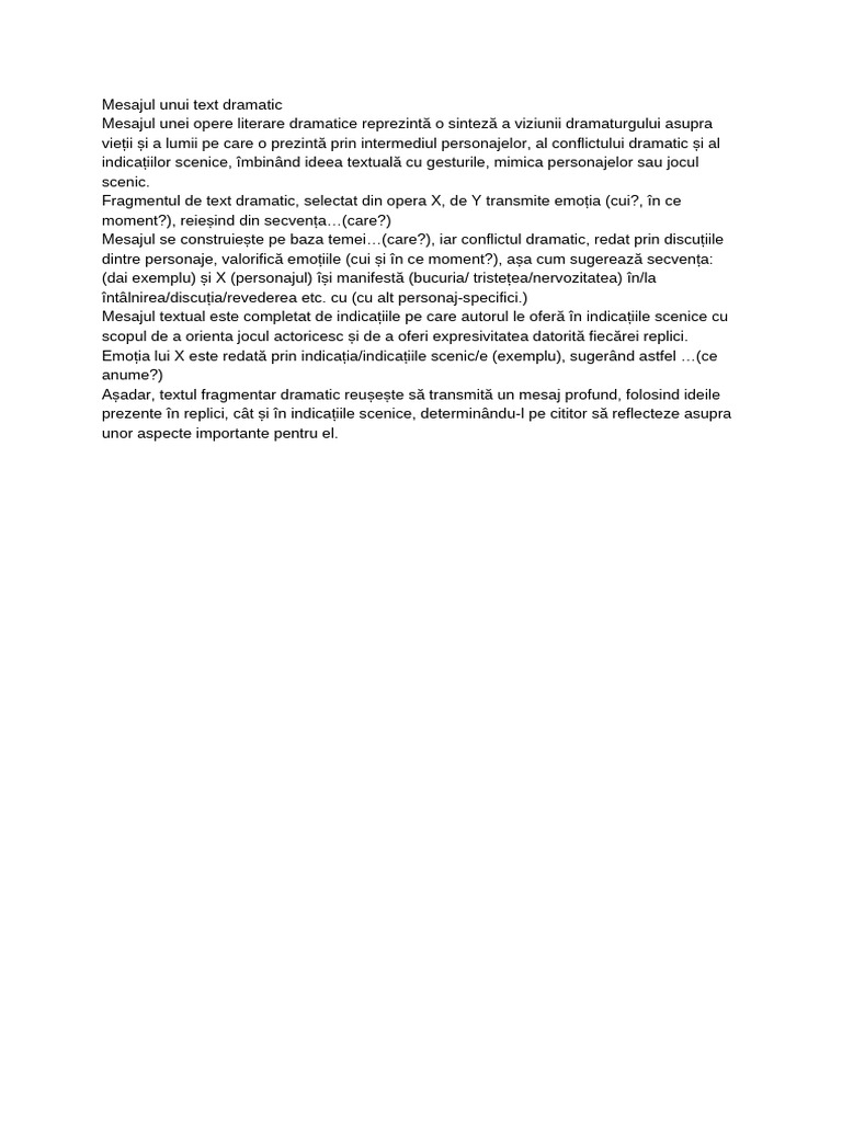 Mesajul Unui Text Dramatic | PDF