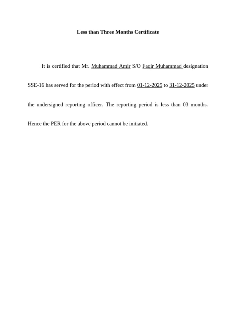Per For Less Than Three Months-1 | PDF