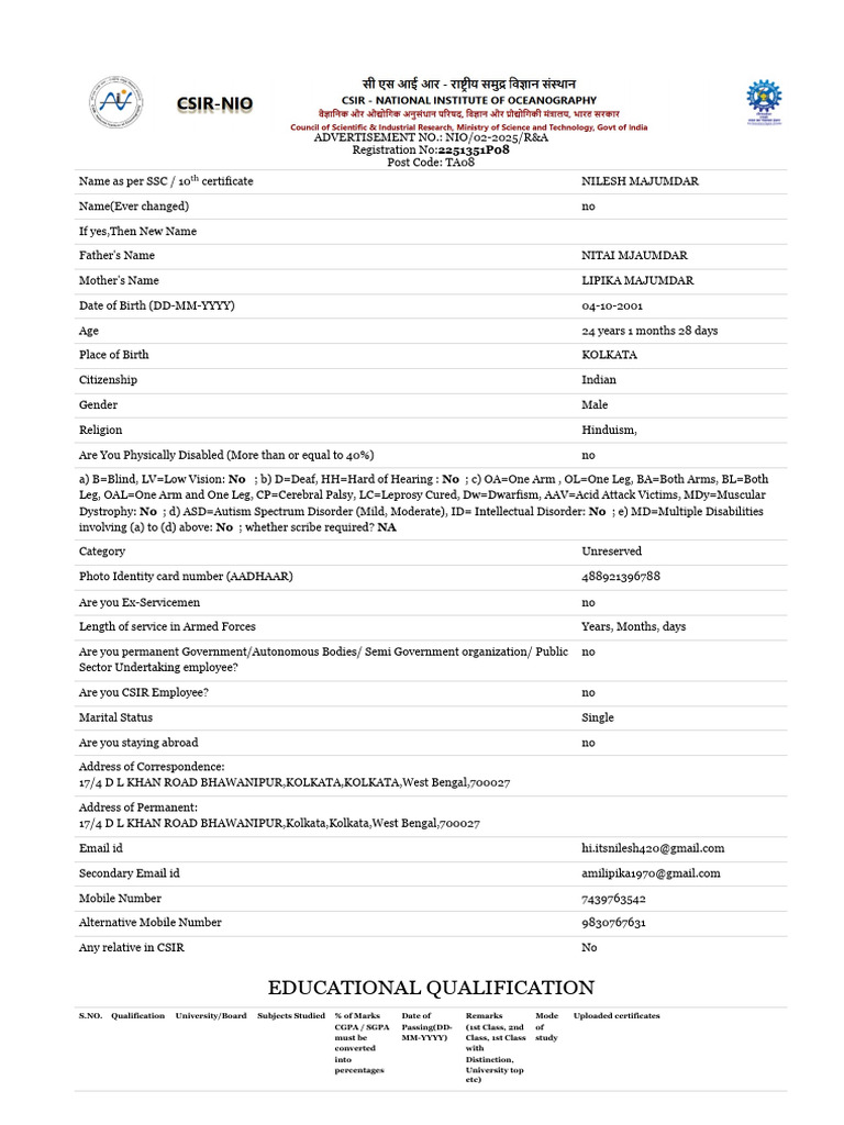 Csir Nio | PDF