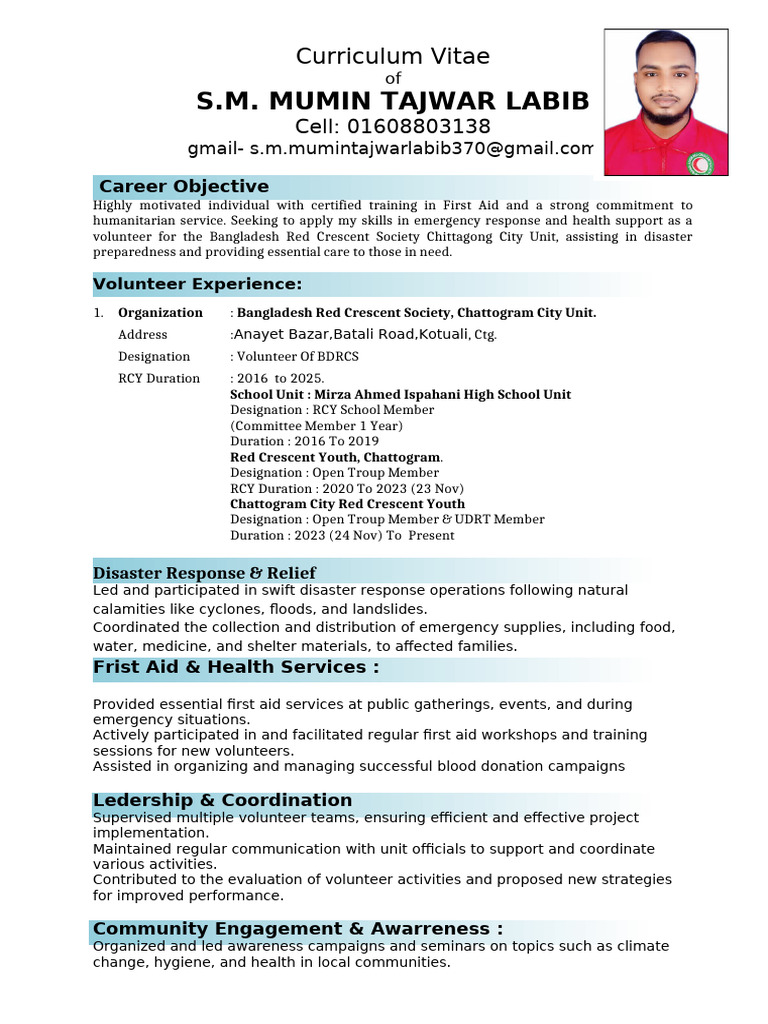 Labib RCY CV Docs | PDF | International Federation Of Red Cross And Red ...